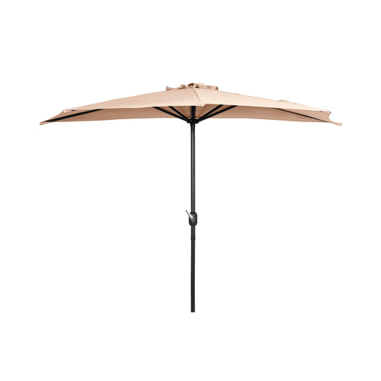 Lanai 9 ft. Aluminum Half Market Crank Lift Patio Umbrella with Bronze Round Base