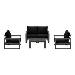 Montara 5-Piece Modern HDPE Outdoor Patio Furniture Sofa Conversation Set with Coffee Table