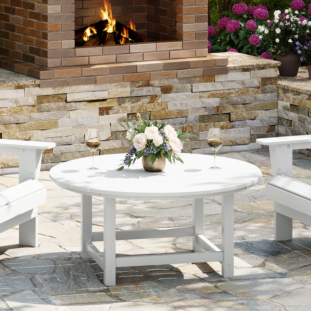 Malibu Low Outdoor HDPE Round Patio Coffee Table