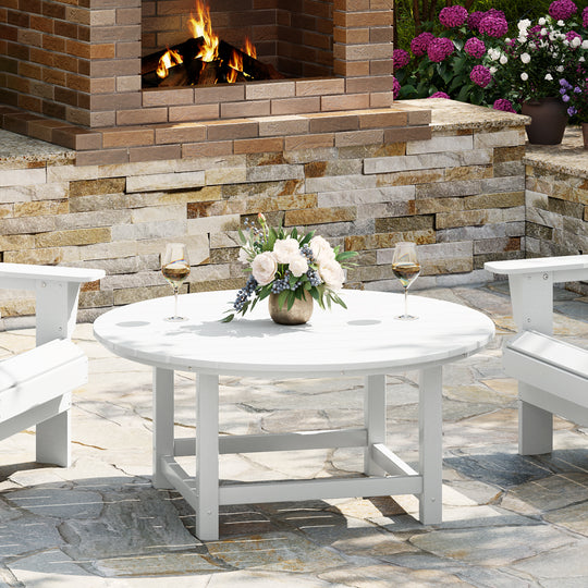 Malibu Low Outdoor HDPE Round Patio Coffee Table