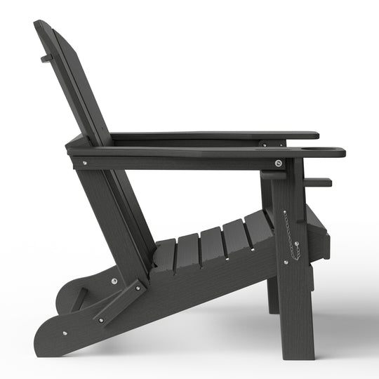 Nantucket Outdoor Patio HDPE Resin Folding Adirondack Chairs With Cup Holder and Phone Holder (Set of Four)