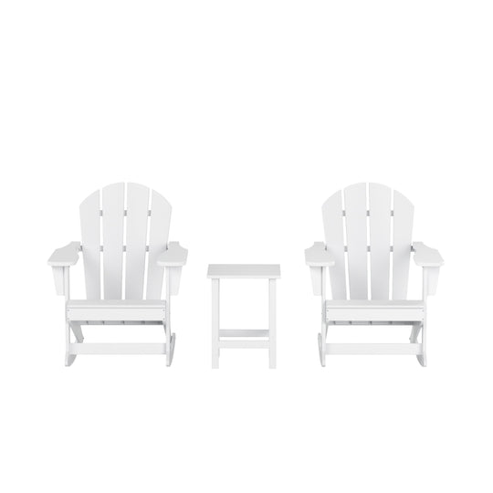 Malibu Westintrends 3-Piece set Outdoor / Patio Poly Adirondack rocking chairs with a side table ( 2 seater )