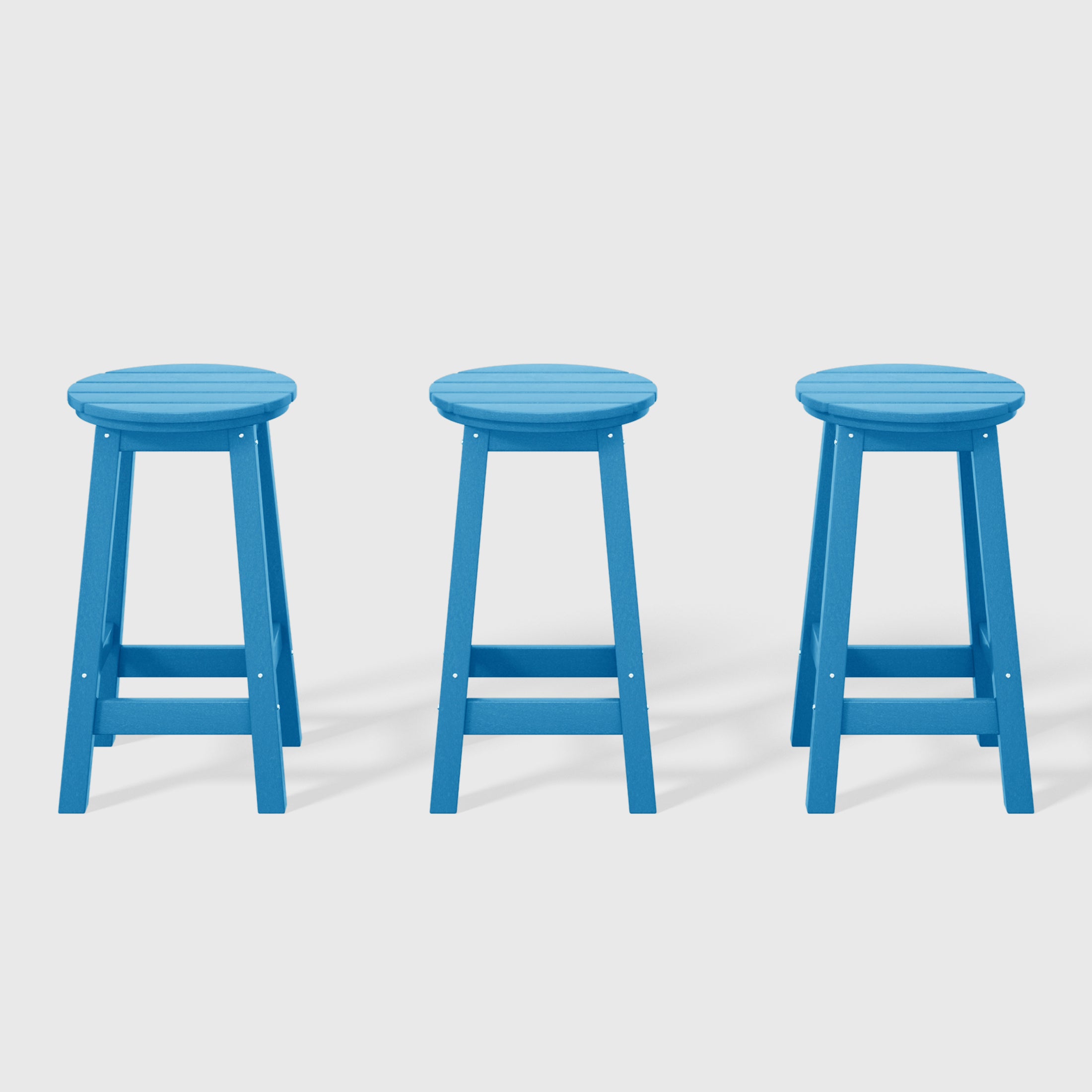 Malibu 24" HDPE Outdoor Patio Round Counter Height Bar Stool Set of 3