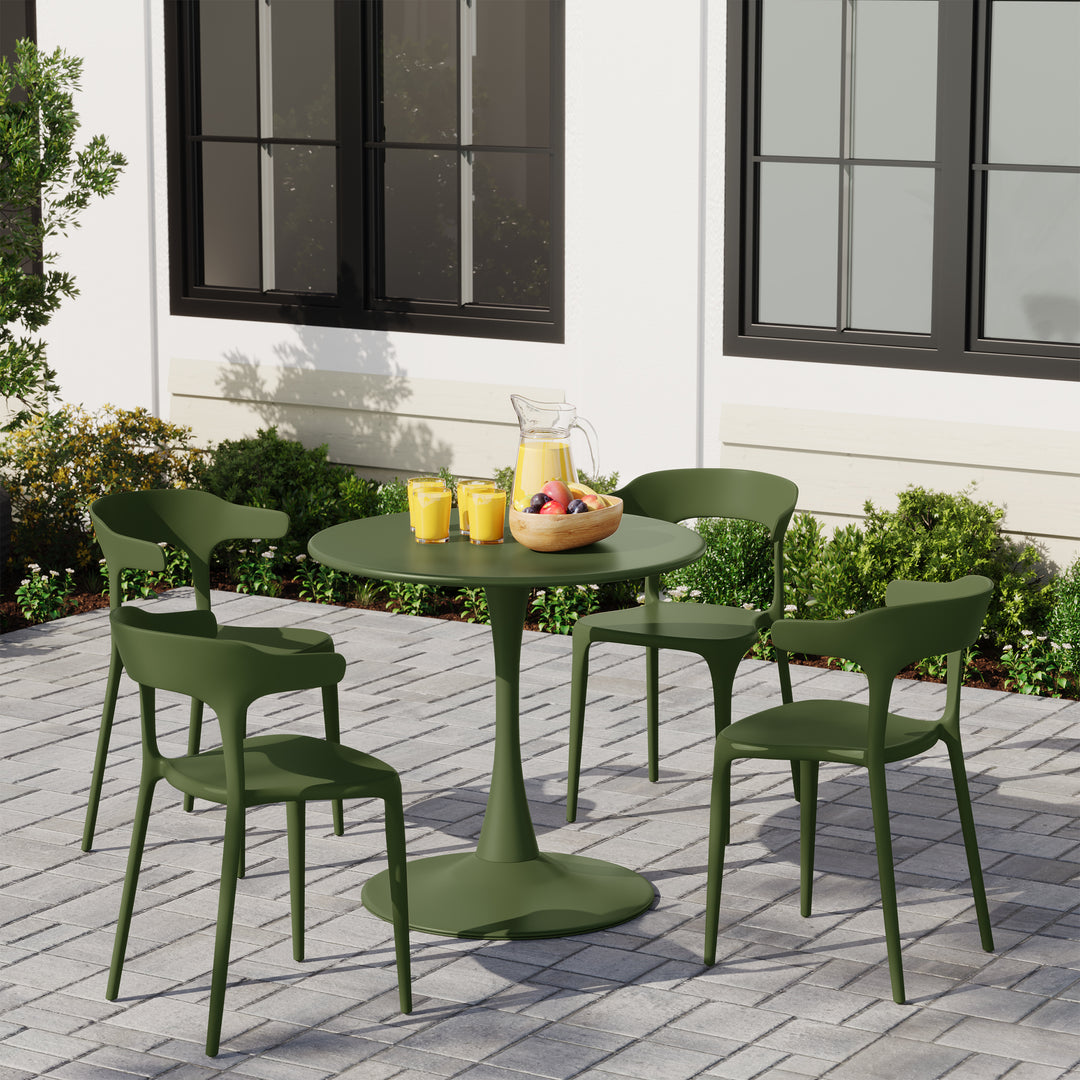 Playa Modern Stackable Resin Plastic Patio Dining Chair (Set of 4)