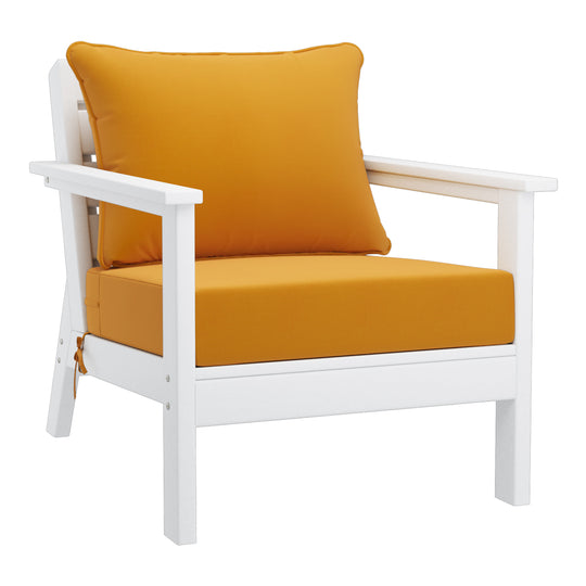 Avalon Outdoor Modern HDPE Patio Club Chairs with Deep Seat Cushions (Set of 2)