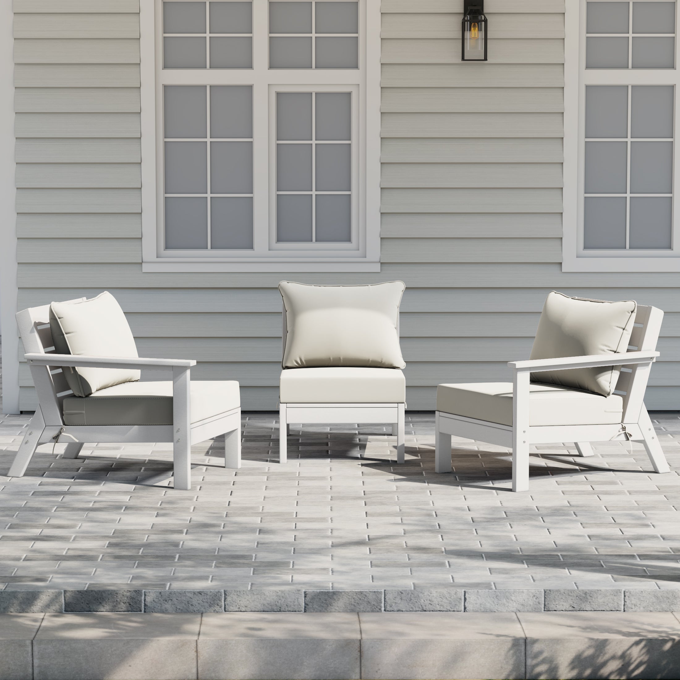Avalon Outdoor Patio HDPE Sectional Sofa with Patio Cushions