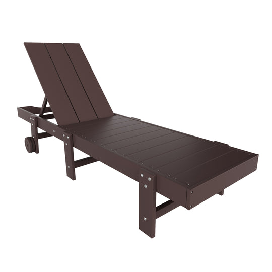 Ashore Modern Poly Reclining Chaise Lounge With Wheels