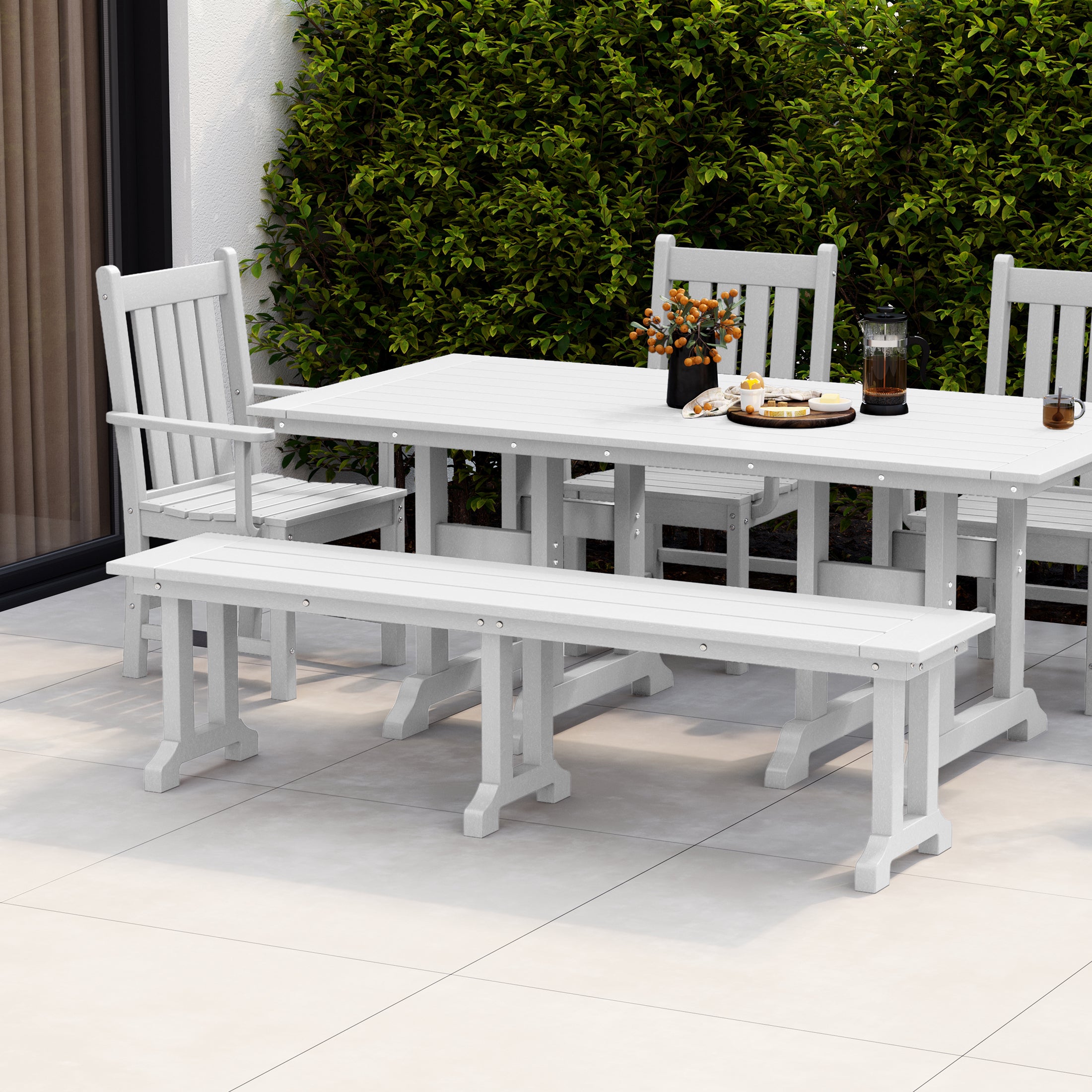 Malibu 65" Outdoor Patio Trestle Dining Bench