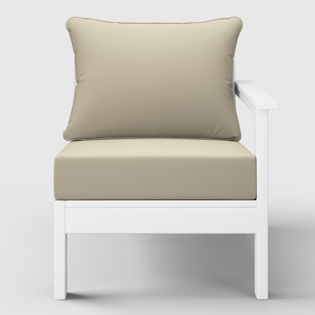 Avalon Outdoor Patio HDPE Right Arm Sectional Corner Club Chair with Patio Cushions
