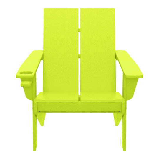 Riviera Outdoor HDPE Modern Adirondack Chair with Cup Holder (Set of 4)