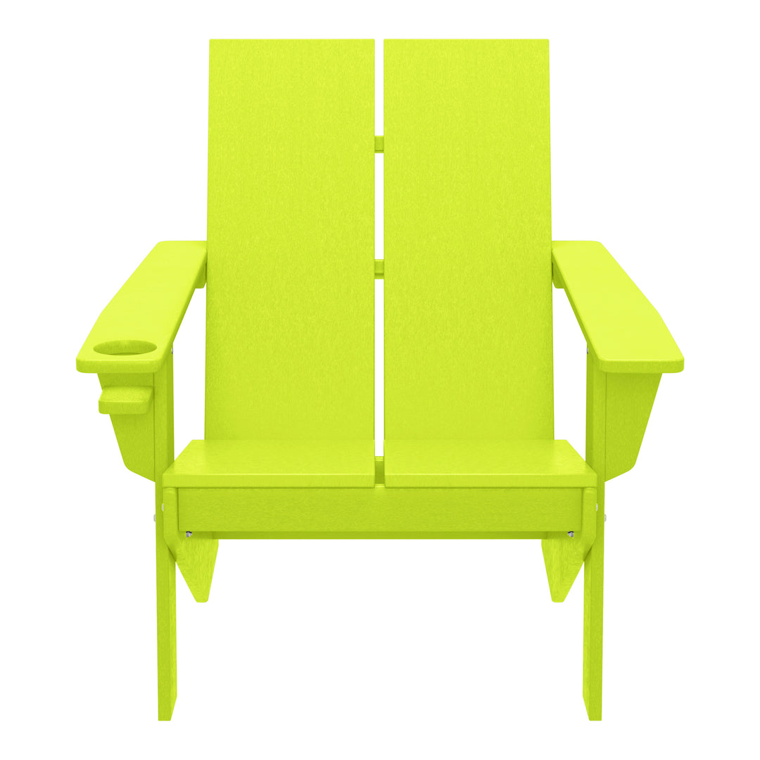 Riviera Outdoor HDPE Modern Adirondack Chair with Cup Holder (Set of 4)