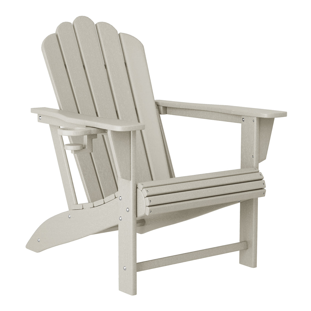 Highland Outdoor Patio HDPE Adirondack Chairs With Cup Holders (Set of 4)
