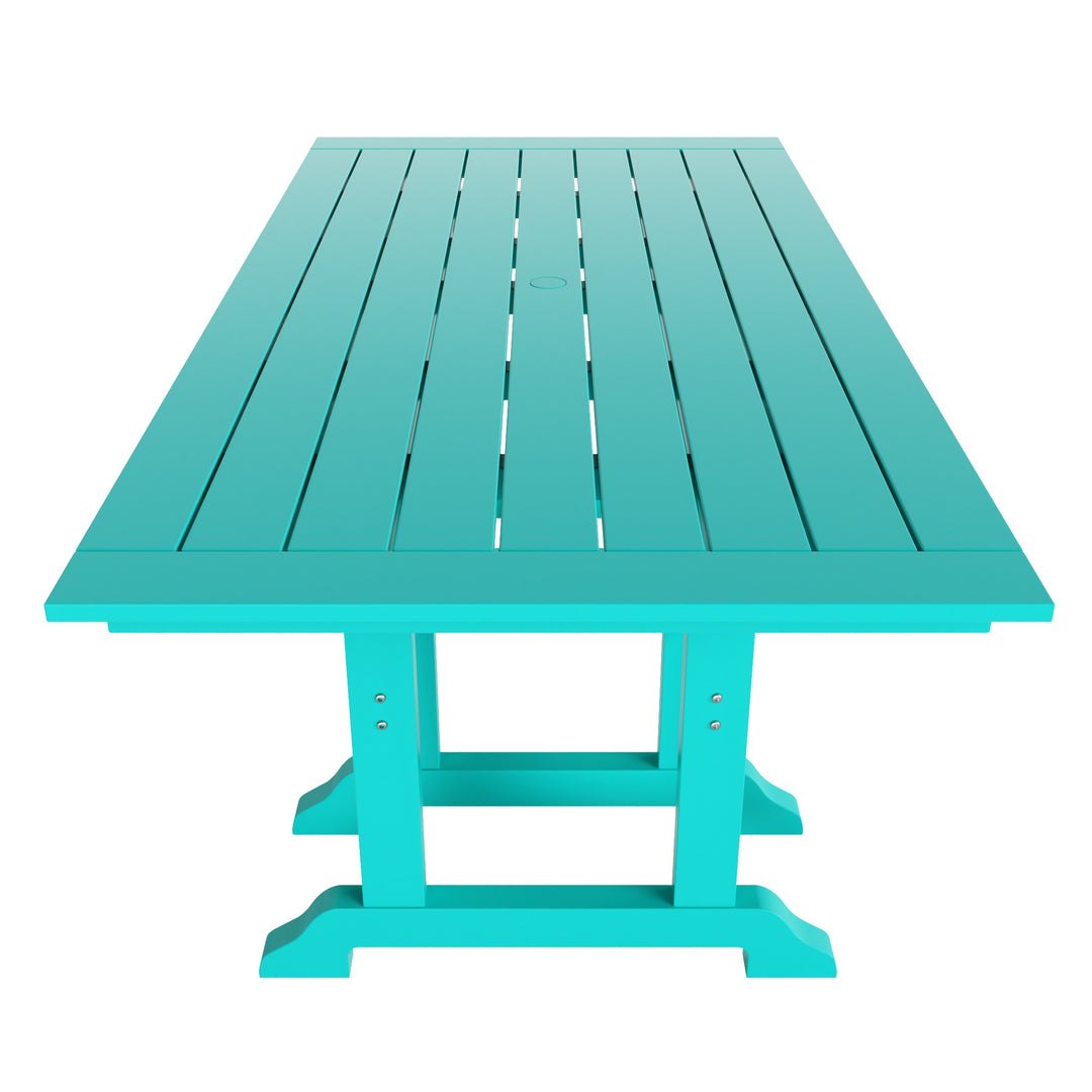 Malibu 7-Piece HDPE Rectangular Patio Dining Table Set with Foldable Chairs