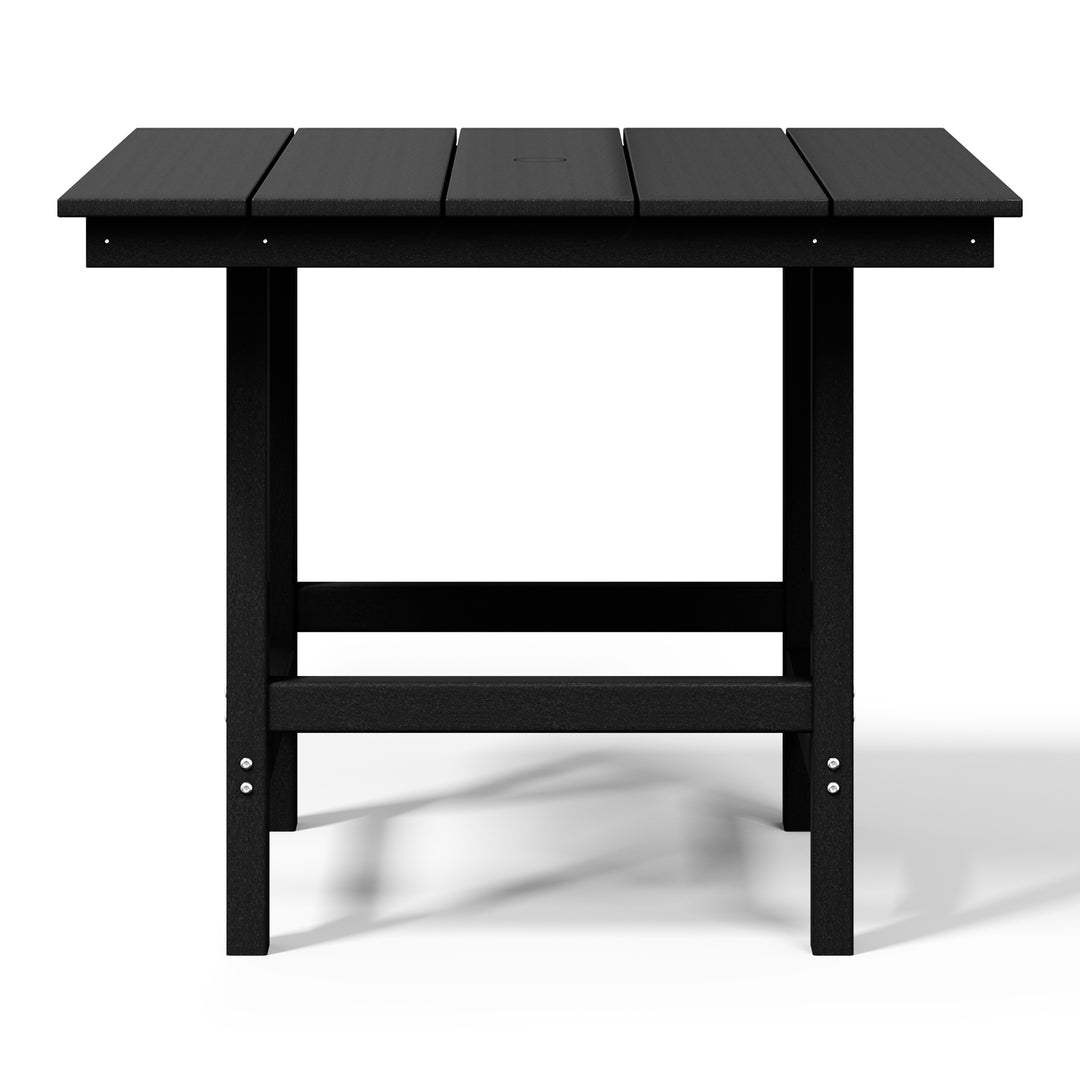 Ashore Outdoor HDPE 36" Square Patio Dining Table with Umbrella Hole