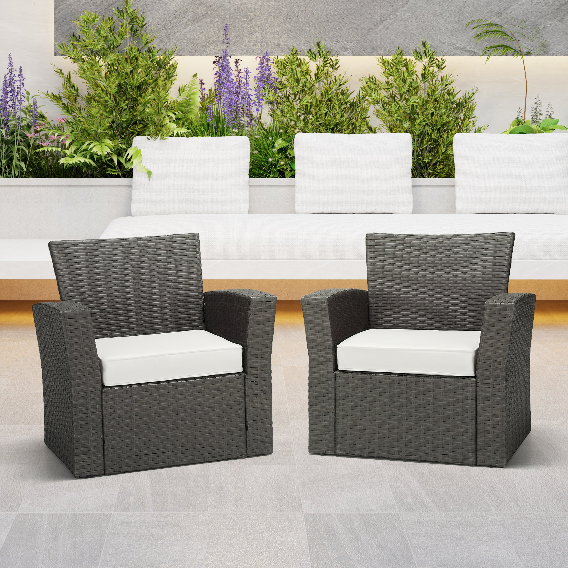 Solace Outdoor Patio Furniture Seat Chair Square Cushions with Piping. Set of 2, 20" x 19"