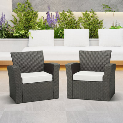 Solace Outdoor Patio Furniture Seat Chair Square Cushions with Piping (Set of 2)