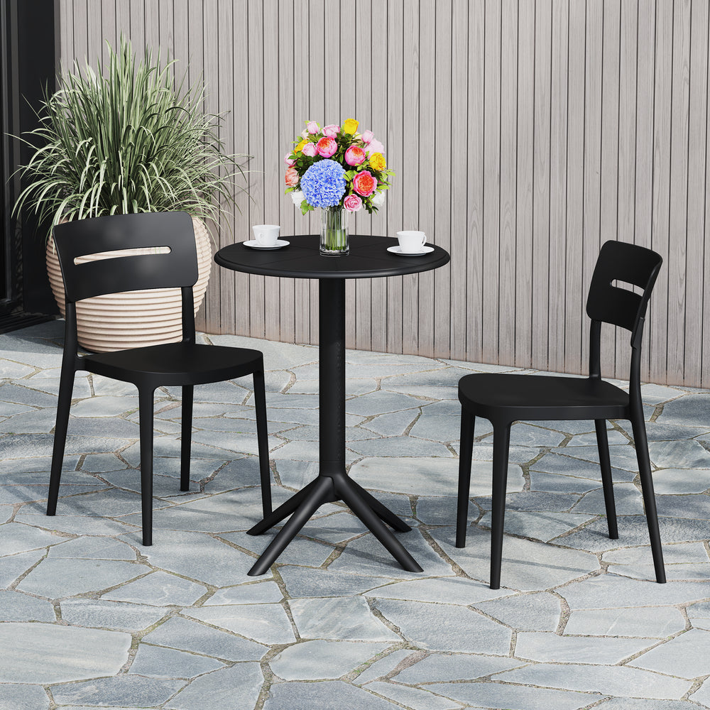Playa 3-Piece Outdoor Resin Patio Bistro Set with Stackable Patio Dining Chairs