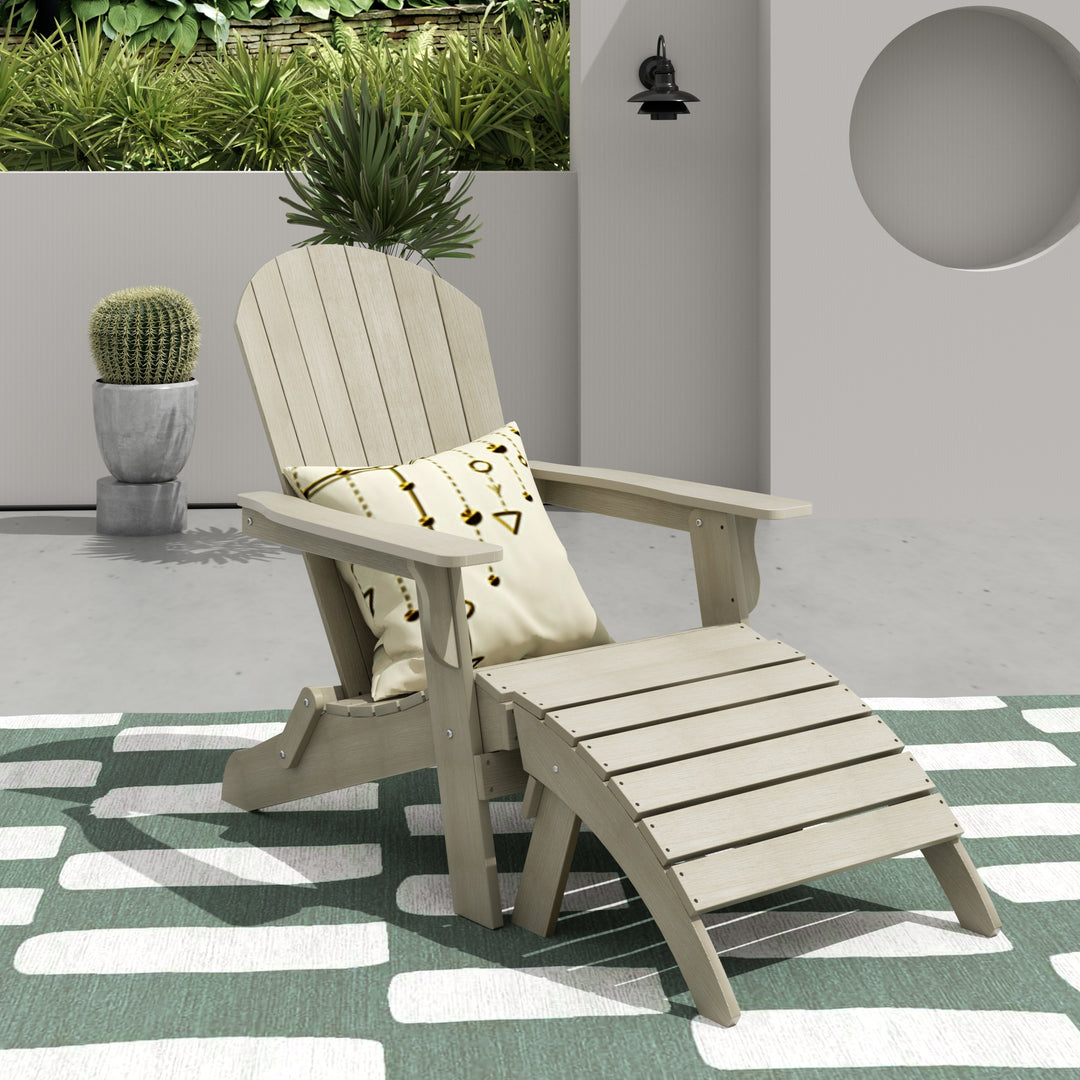 Tuscany HIPS 2-Piece Outdoor Folding Adirondack Chair With Folding Ottoman Set