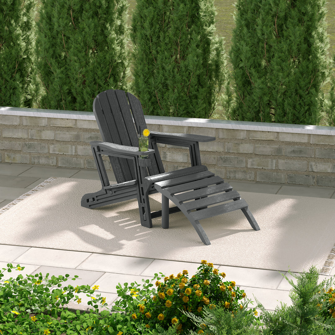 Azura No-Tools Outdoor HDPE Patio Adirondack Chair with Patio Ottoman