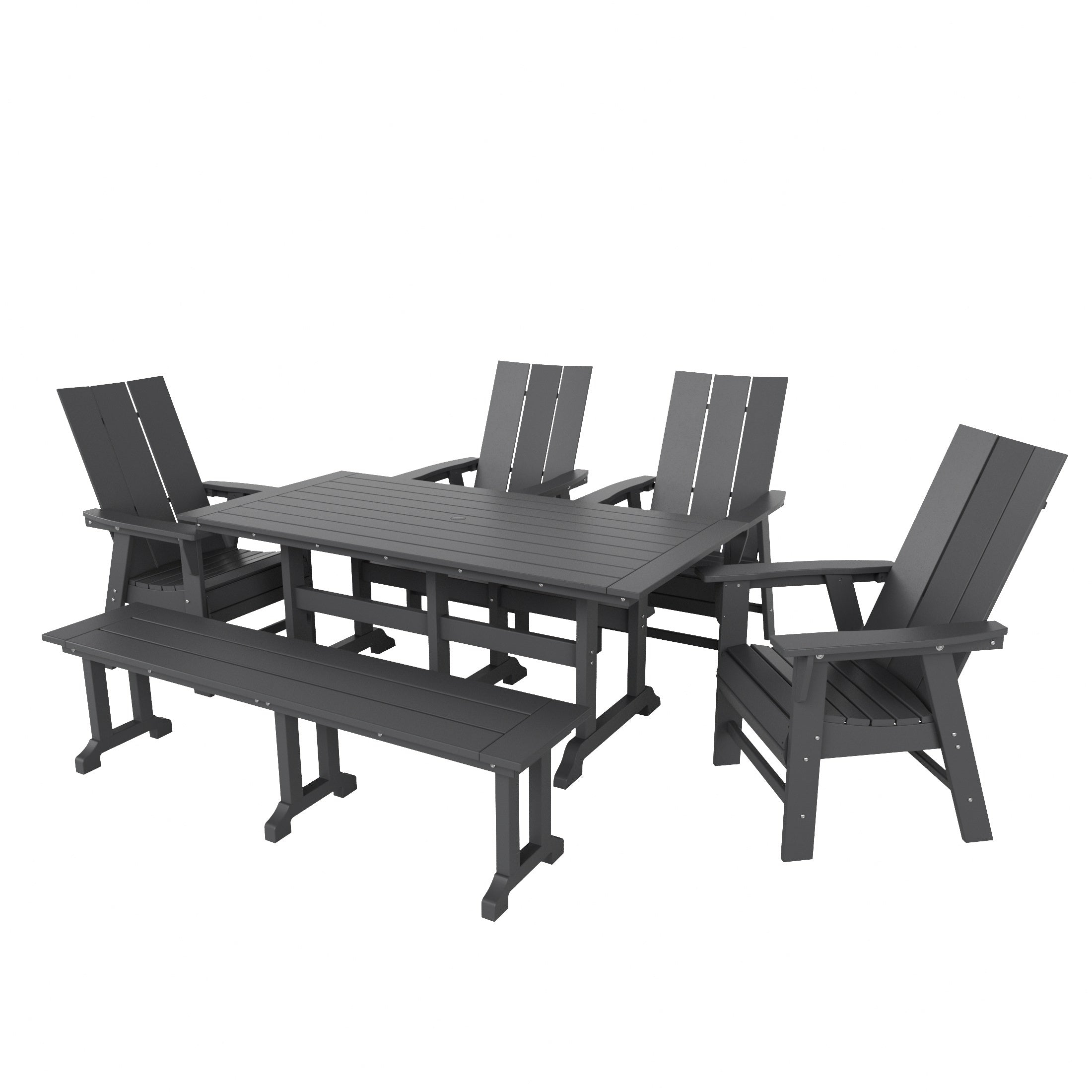 Ashore 6 Piece Outdoor Patio Dining Table and Armchair Dining Bench Set