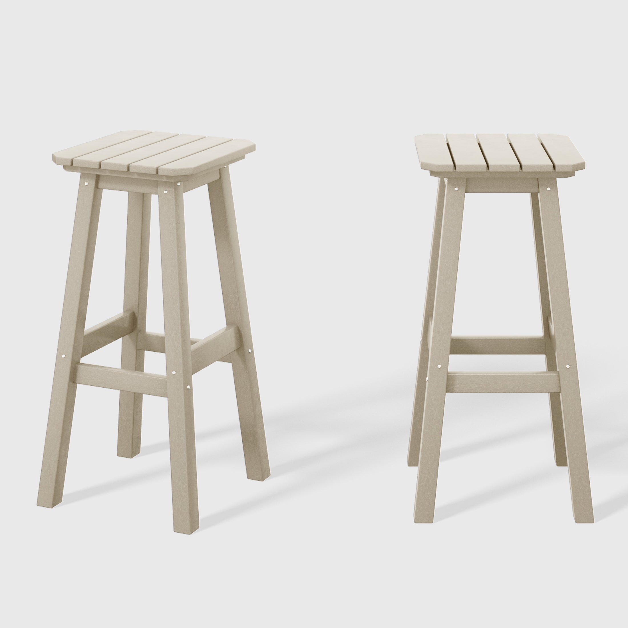 Malibu 29" HDPE Outdoor Patio Square Bar Stools (Set of 2)