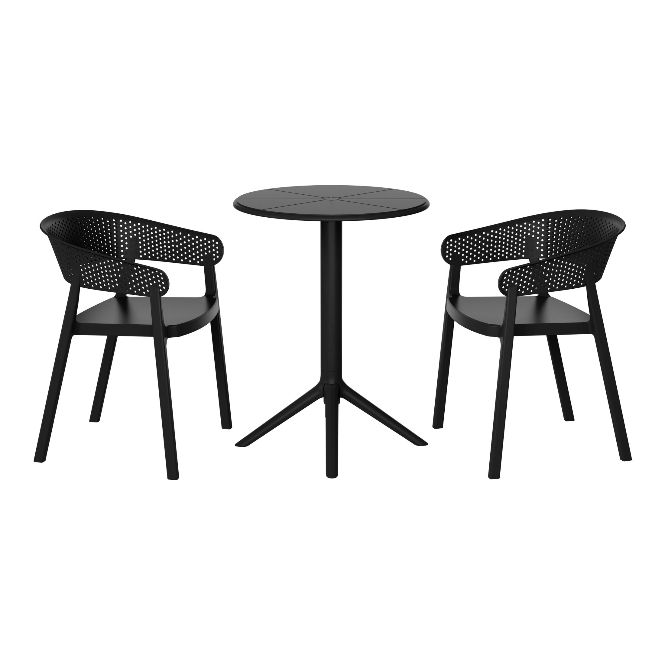 Playa 3-Piece Outdoor Resin Patio Bistro Table Set with Stackable Patio Dining Side Chairs