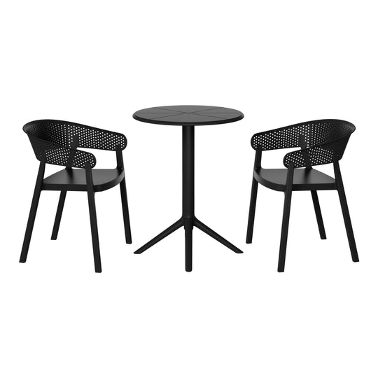 Playa 3-Piece Outdoor Resin Patio Bistro Table Set with Stackable Patio Dining Side Chairs