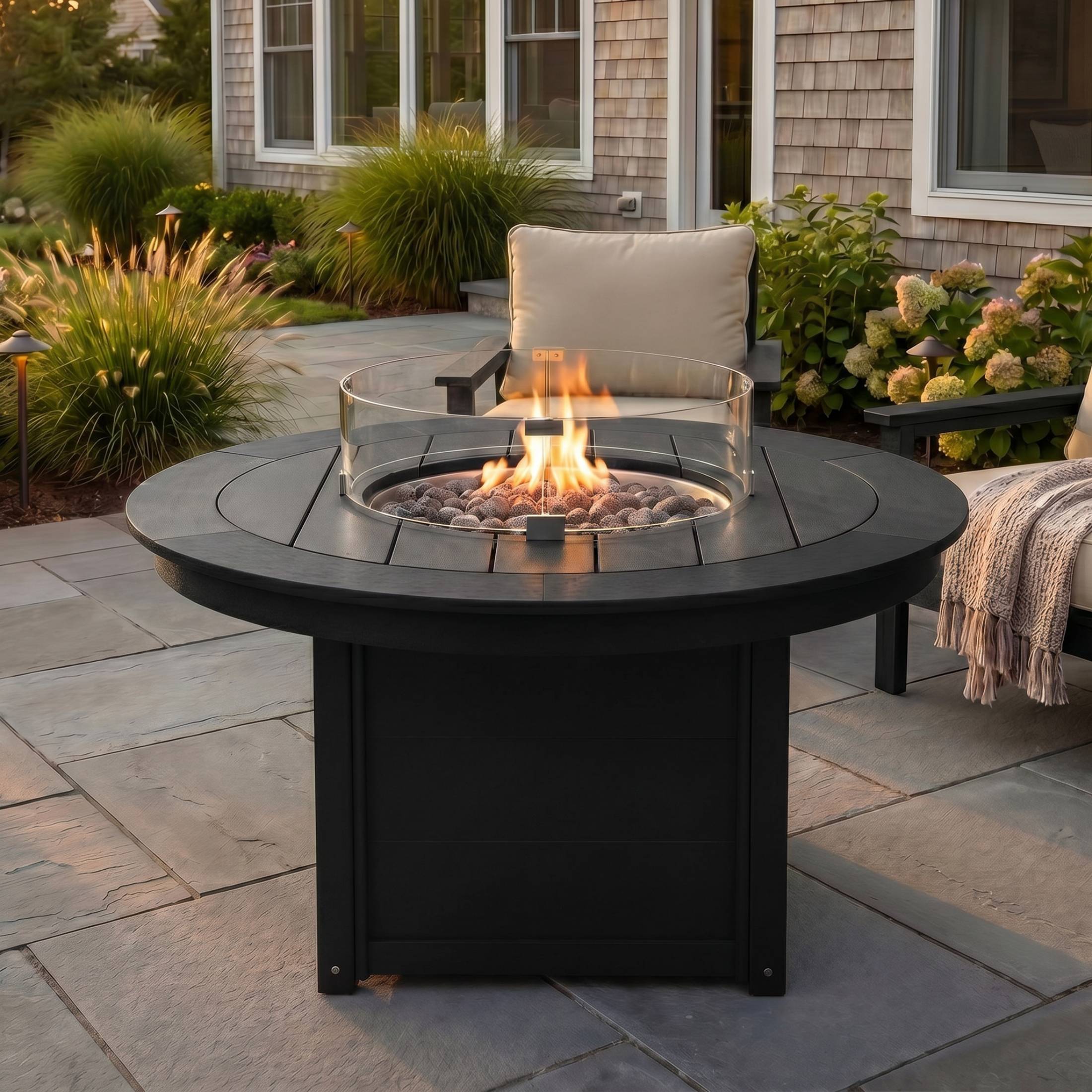 Helios 47" Modern Outdoor 55,000 BTU Patio Propane Round Fire Pit Table