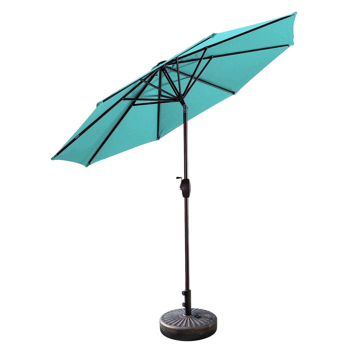 Paolo 9 ft. Patio Umbrella with Bronze Round Weight Base Kit