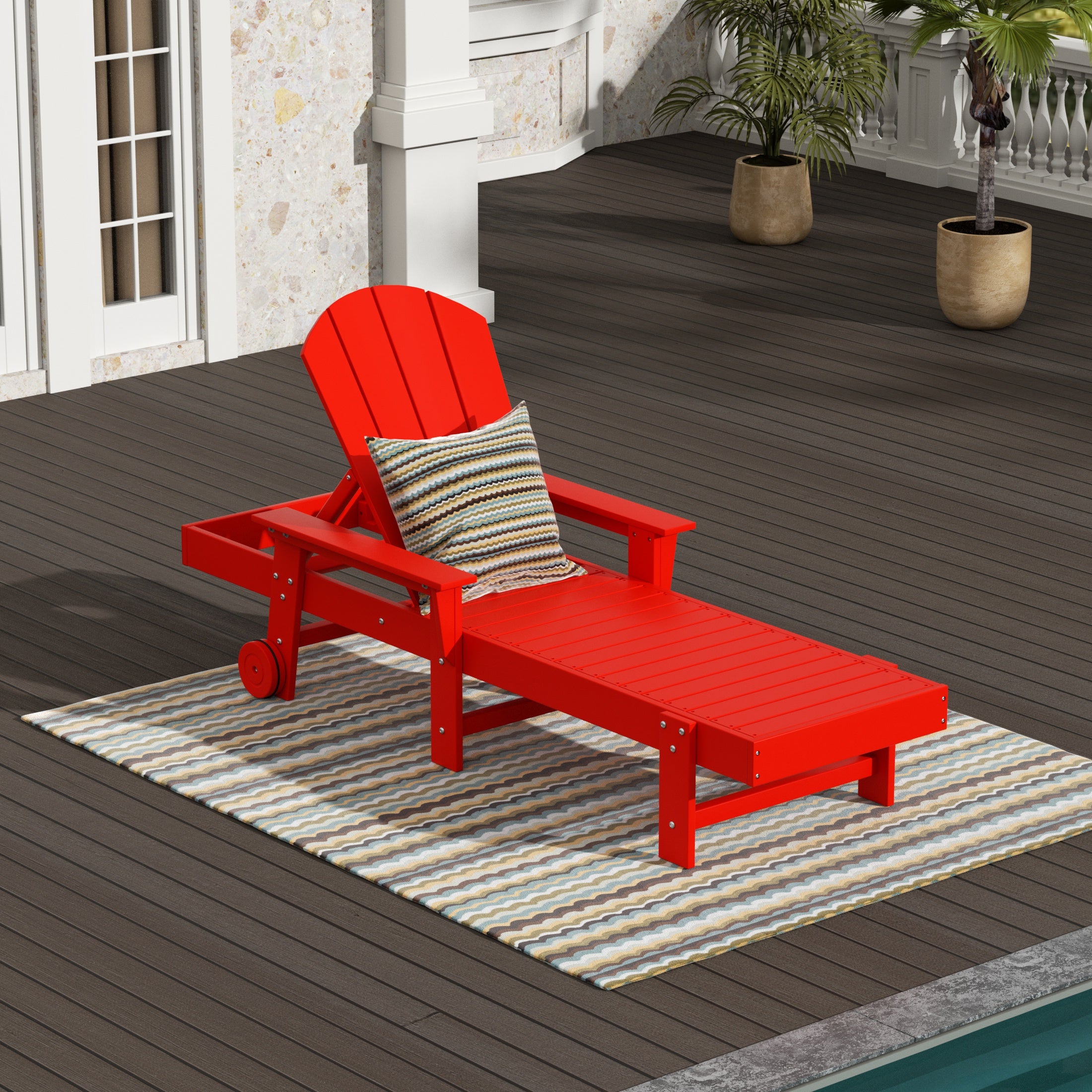 Malibu Reclining Chaise Lounge With Arms & Wheels