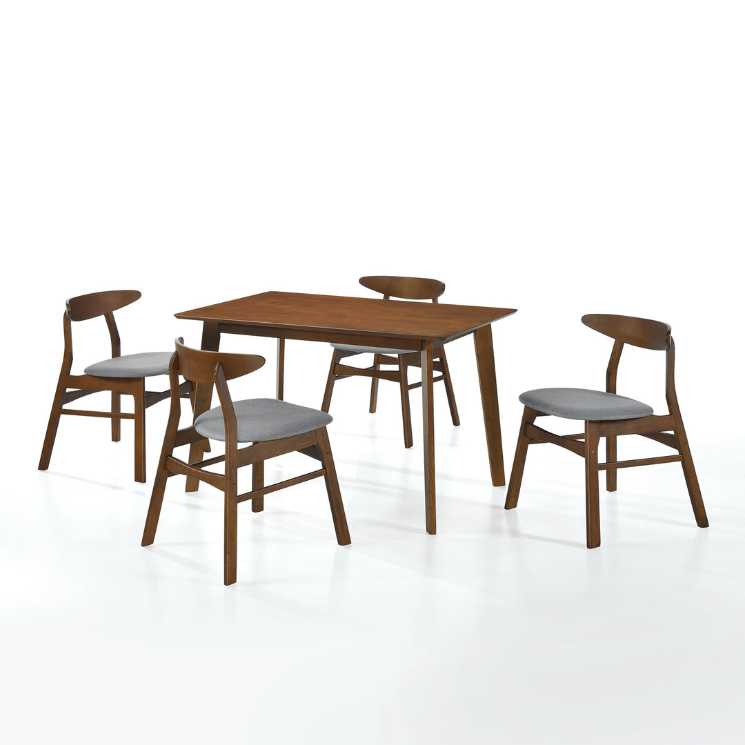 Lalia 5-Piece set solid Wood upholstered seat dining set with table and chairs