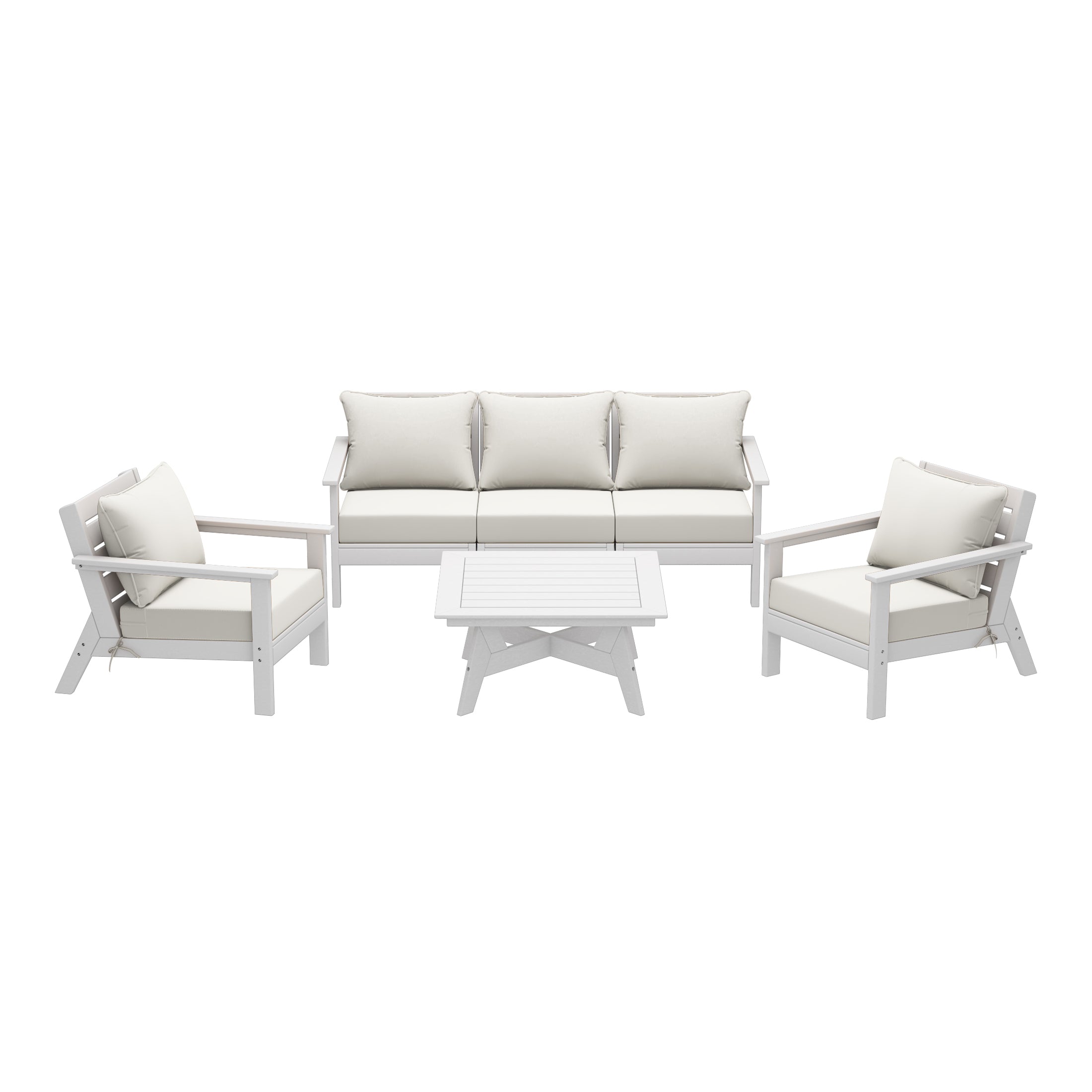 Avalon Outdoor 6-Piece Modular Sectional Patio Furniture Sofa Set in White Frame