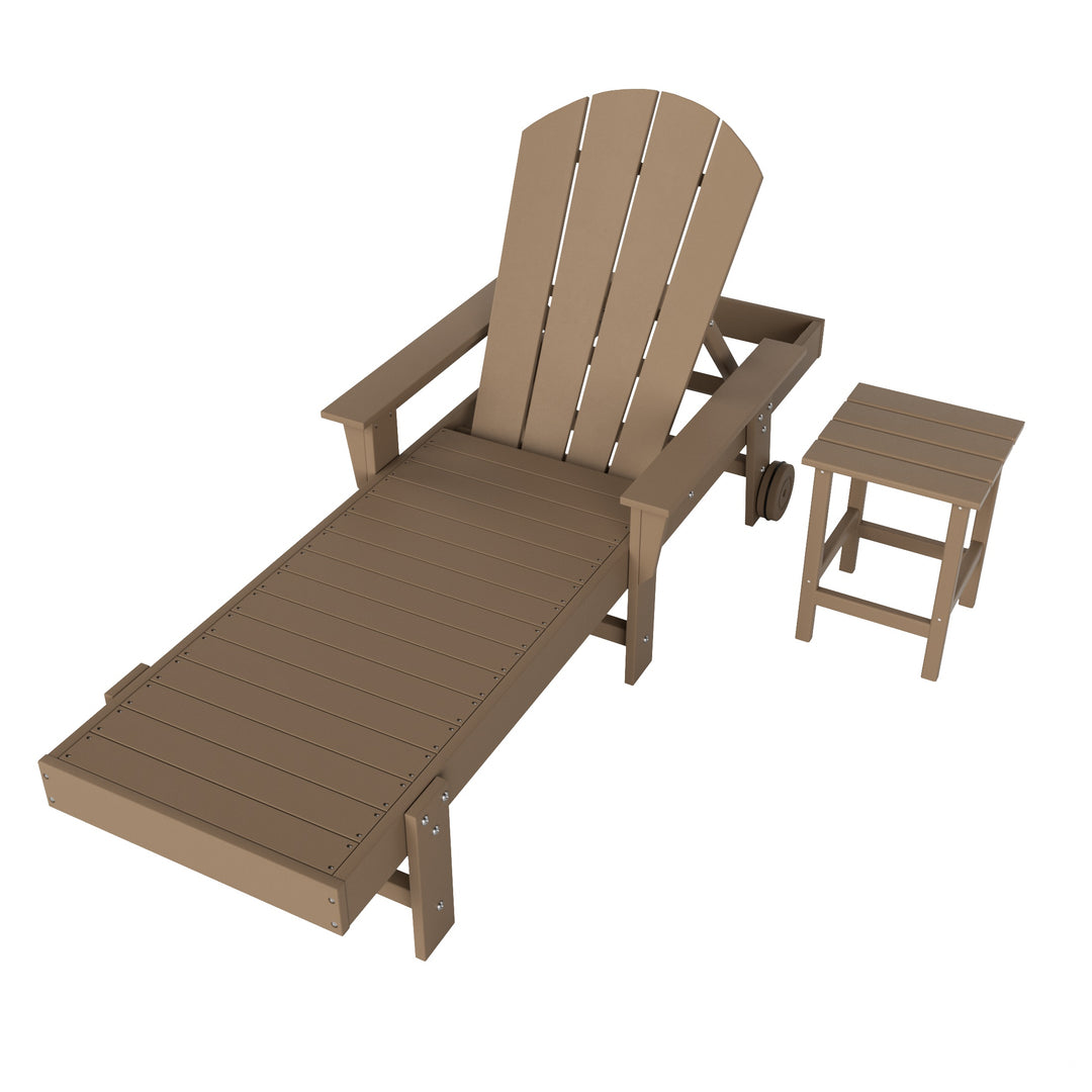 Malibu 2 Piece Adirondack Poly Reclining Chaise Lounge With Arms & Wheels