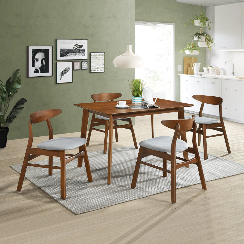 Lalia 5-Piece set solid Wood upholstered seat dining set with table and chairs