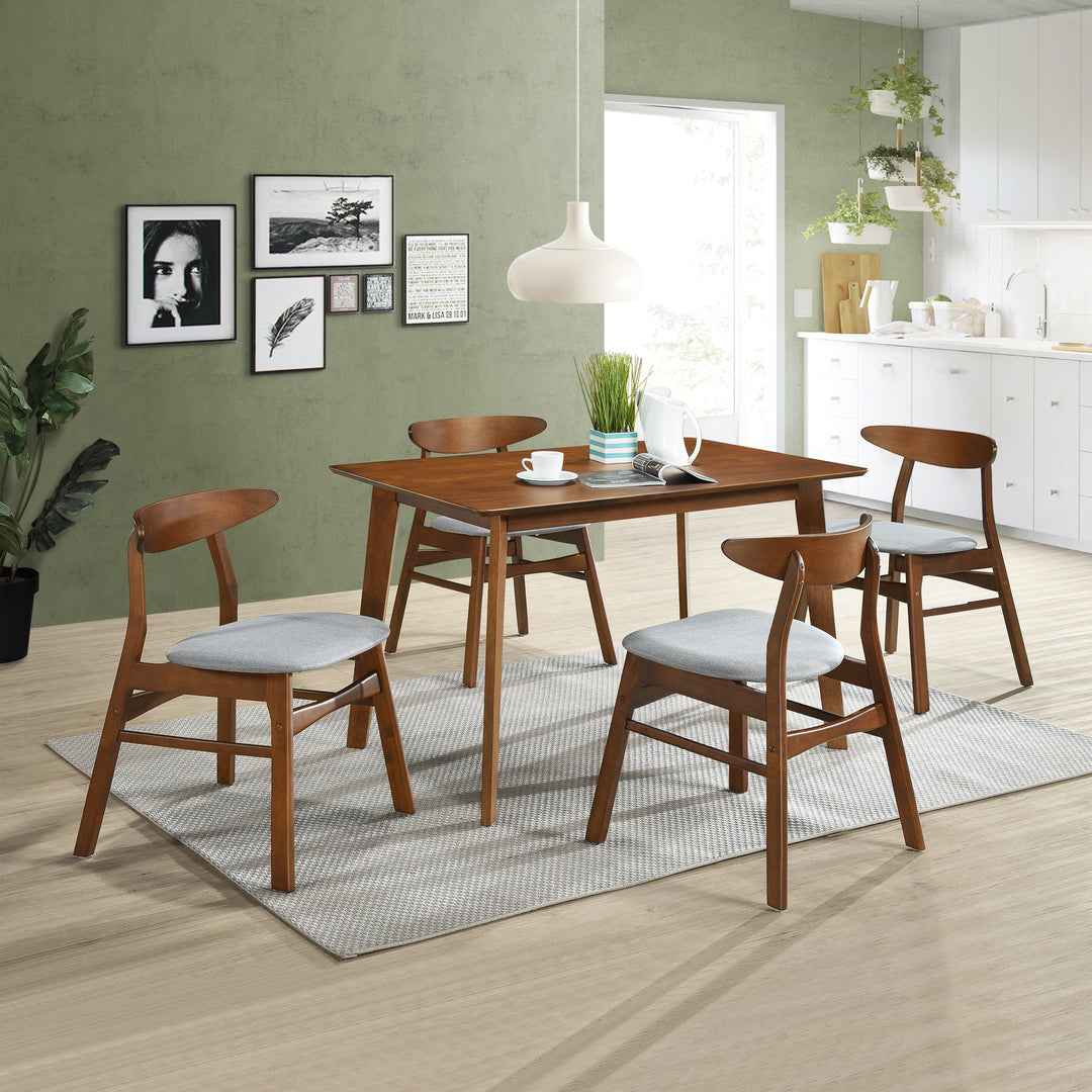 Lalia 5-Piece set solid Wood upholstered seat dining set with table and chairs