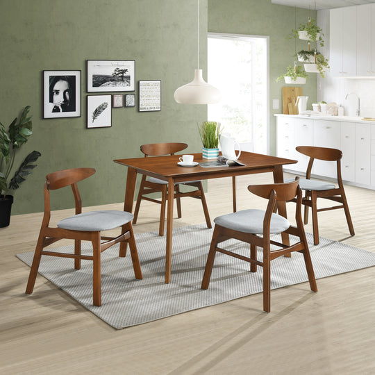 Lalia 5-Piece set solid Wood upholstered seat dining set with table and chairs