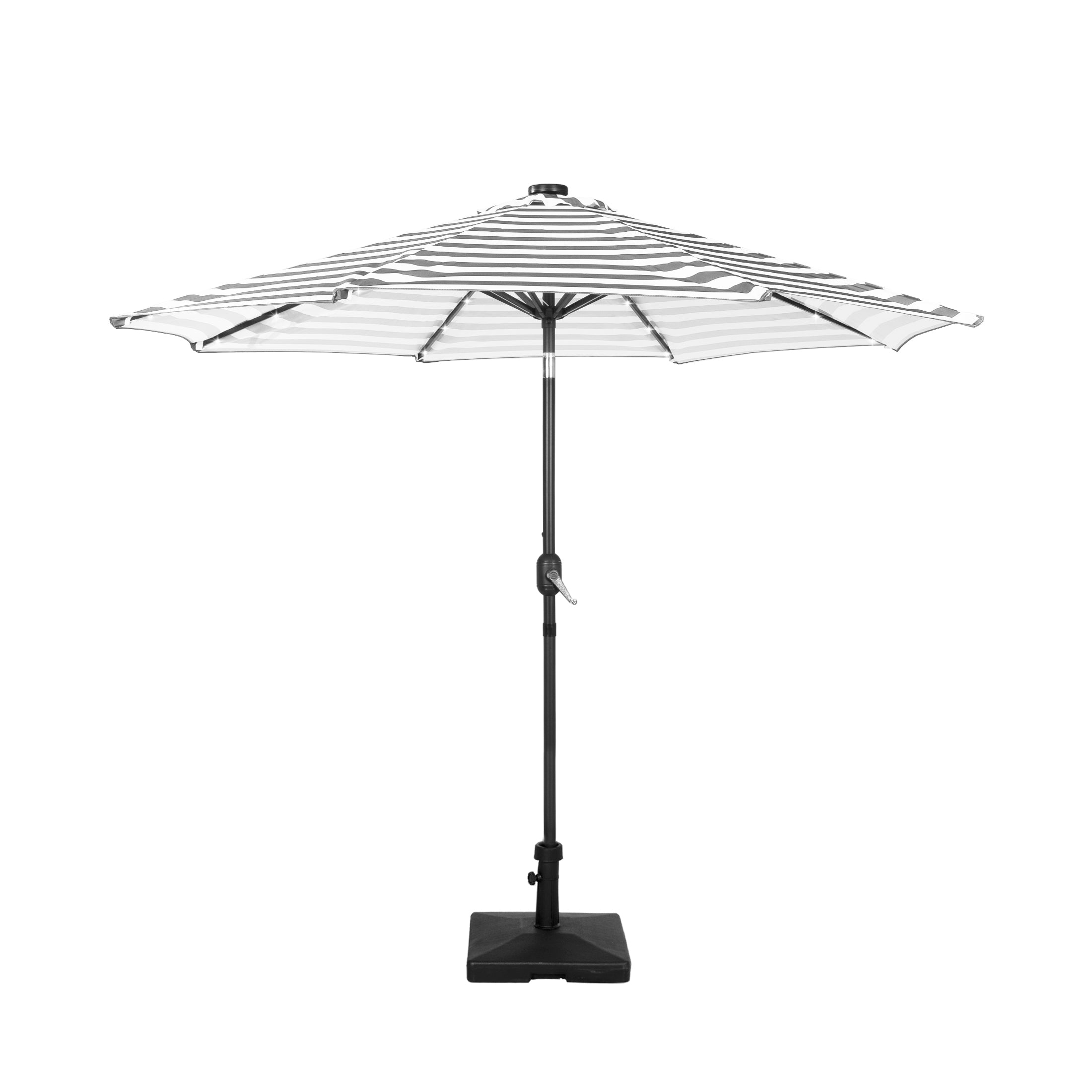 Cyrus 9 ft. Patio Solar Power LED lights Market Umbrella with 50 lbs concrete weight base kit