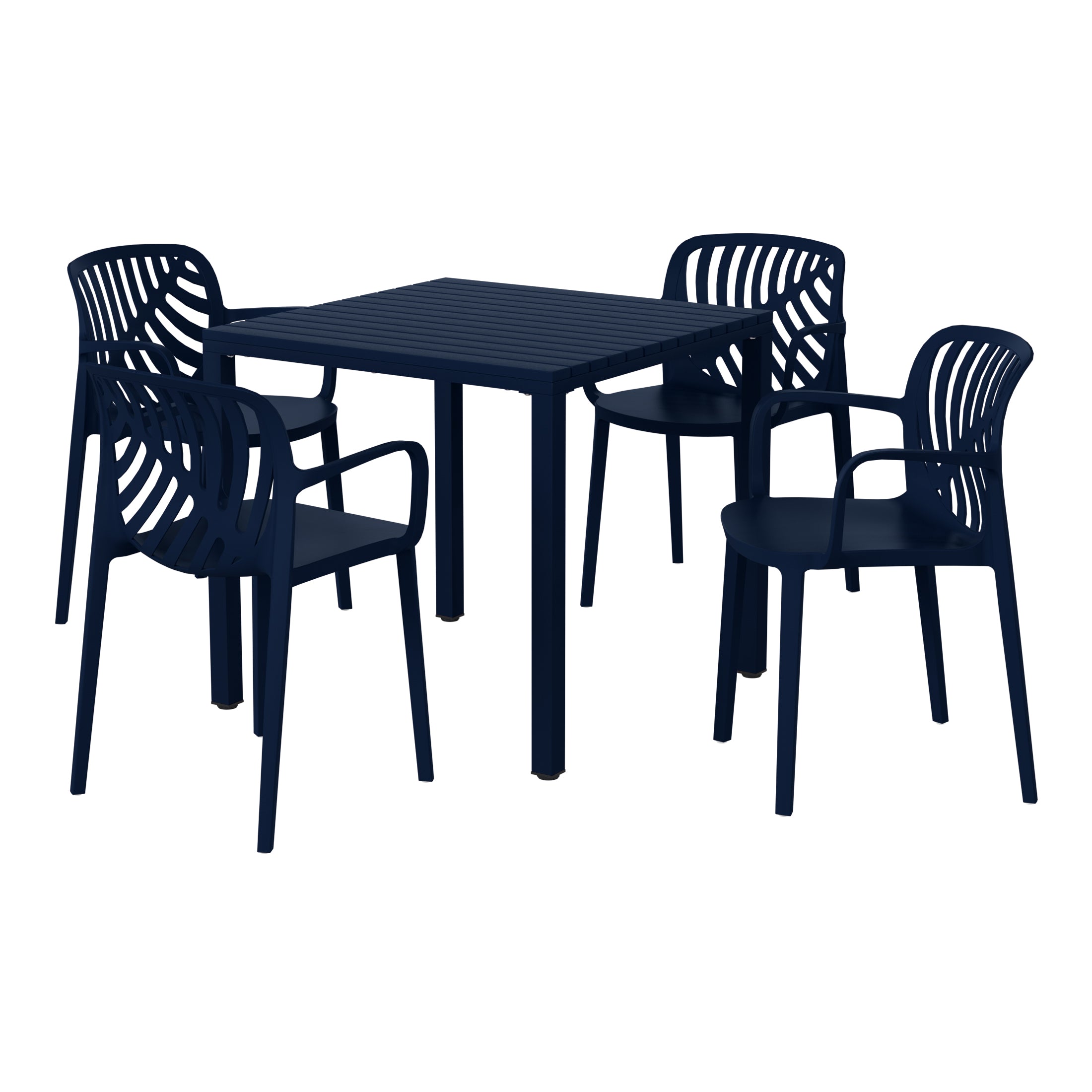 Playa 5-Piece Outdoor Square Dining Table Patio Set with Stackable Patio Dining Chairs