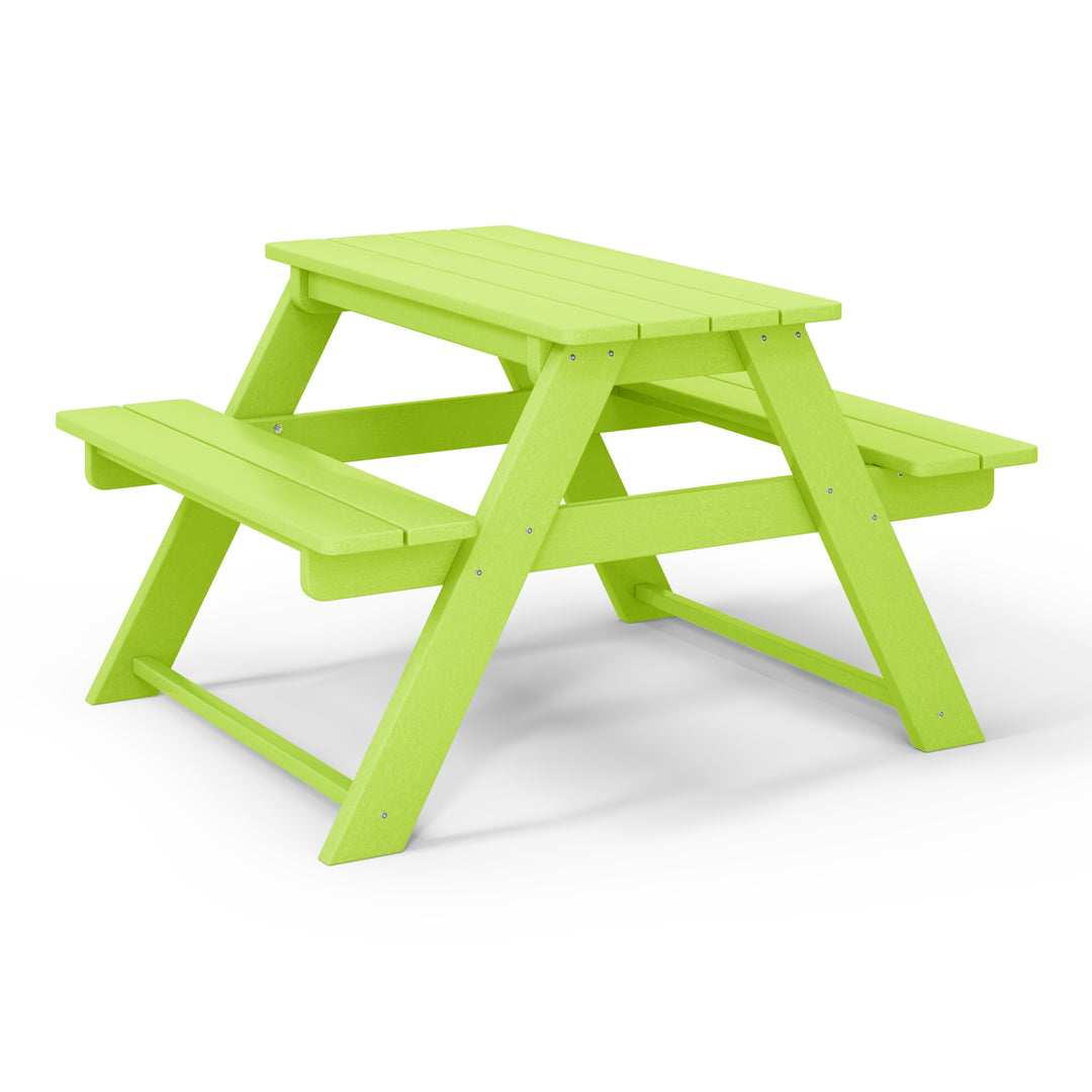 Malibu Outdoor Patio Kids HDPE Plastic Picnic Bench Table