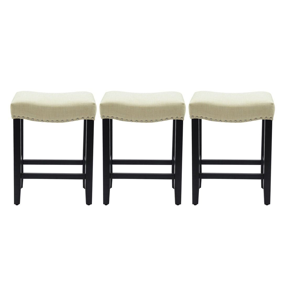 Lenox 24" Upholstered Saddle Seat Black Counter Stool (Set of 3)