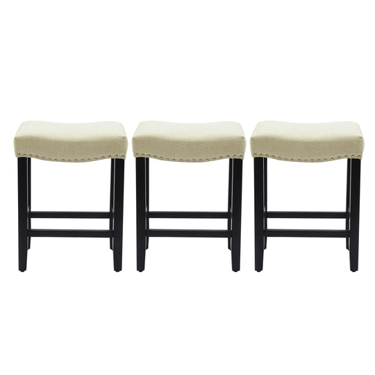 Lenox 24" Upholstered Saddle Seat Black Counter Stool (Set of 3)