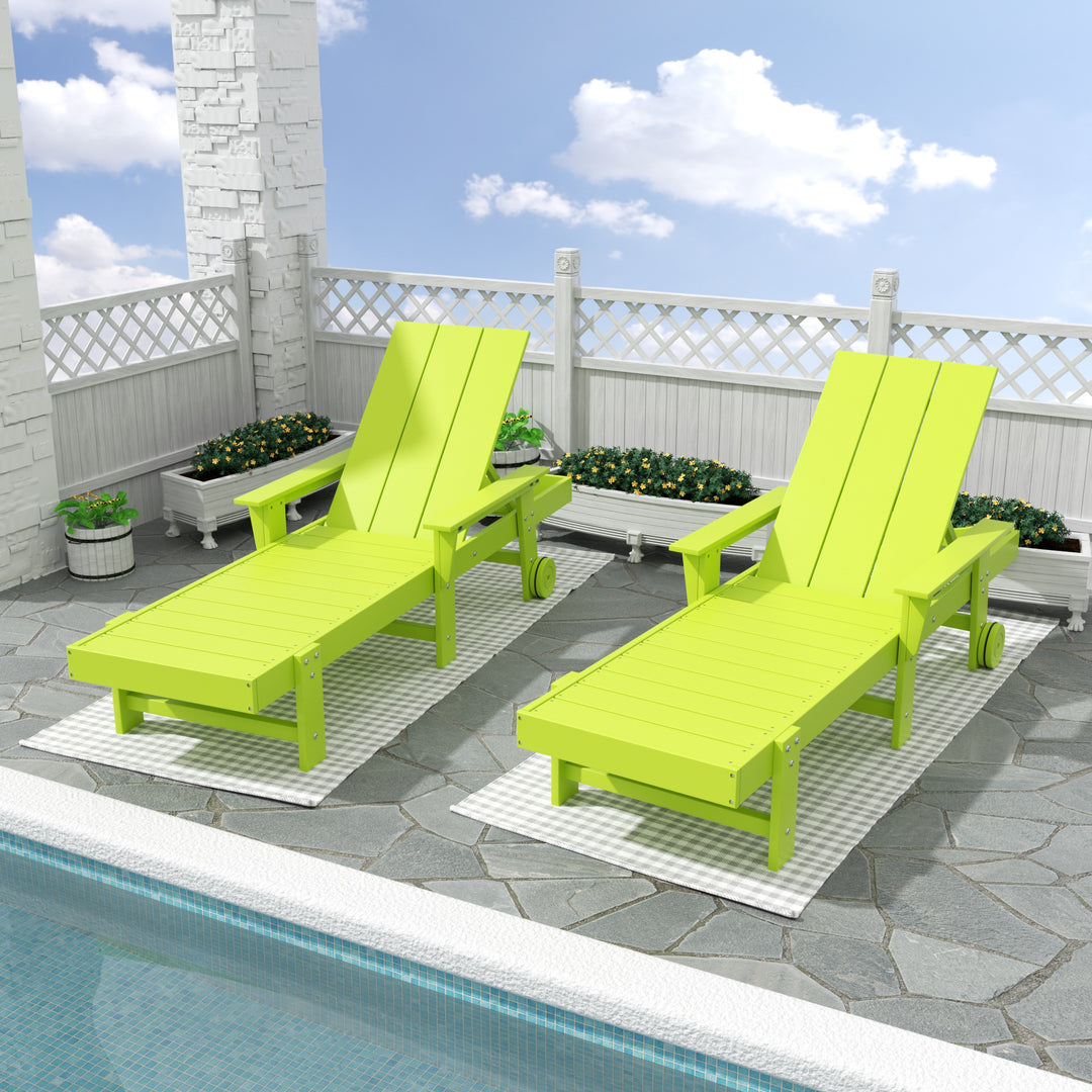 Ashore 2 Piece Reclining Chaise Lounge With Arms & Wheels