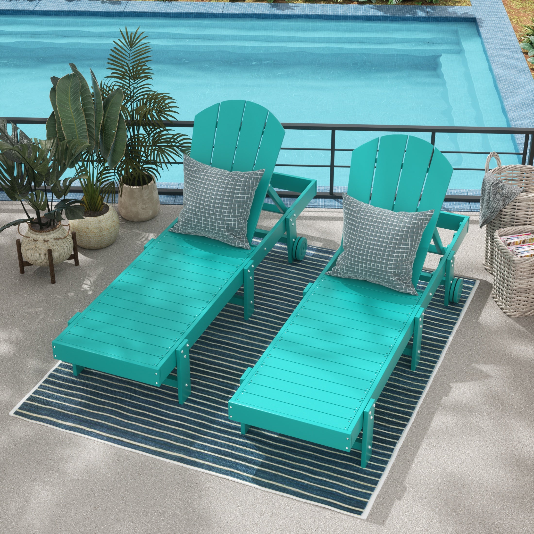 Malibu Adirondack Poly Reclining Chaise Lounge With Wheels (Set Of 2)