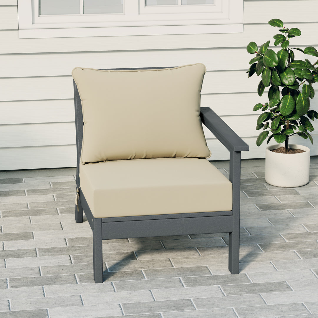 Avalon Outdoor Patio HDPE Right Arm Sectional Corner Club Chair with Patio Cushions
