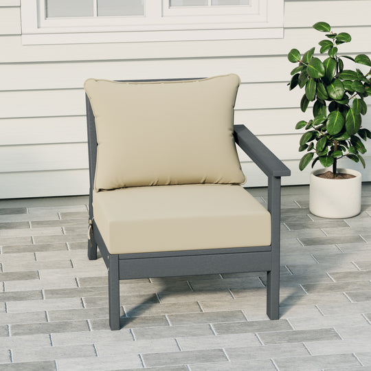 Avalon Outdoor Patio HDPE Right Arm Sectional Corner Club Chair with Patio Cushions