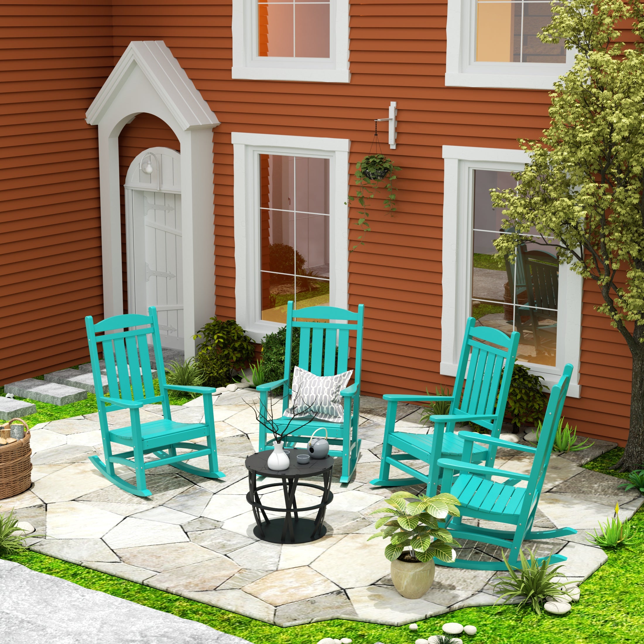 Malibu Outdoor Patio Poly Classic Porch Rocking Chair (Set of 4)