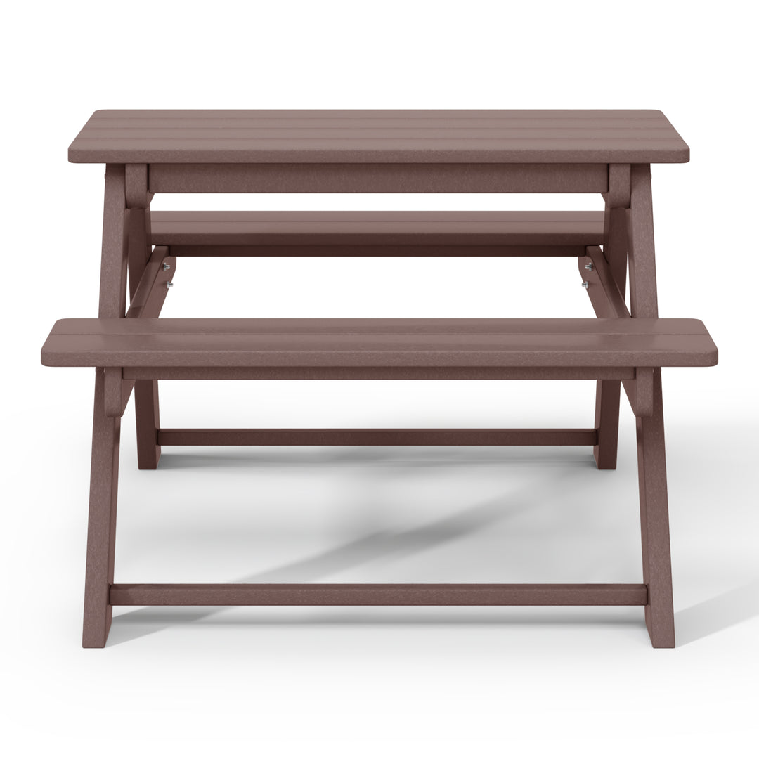Malibu Outdoor Patio Kids HDPE Plastic Picnic Bench Table