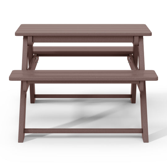 Malibu Outdoor Patio Kids HDPE Plastic Picnic Bench Table