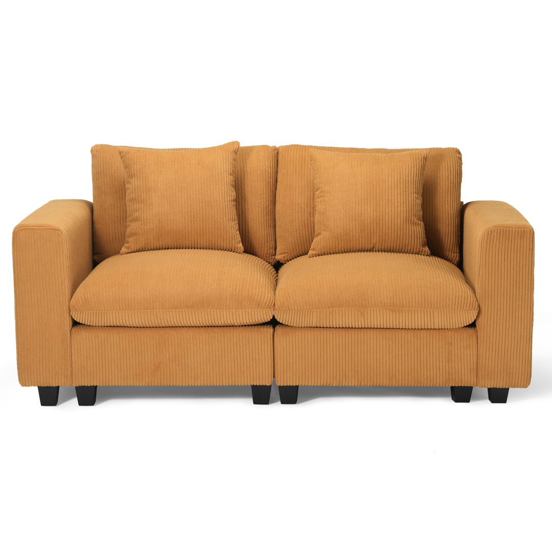 Hearthside 70" Modular Corduroy Loveseat Sofa With USB/Type-C Ports and Side Pockets