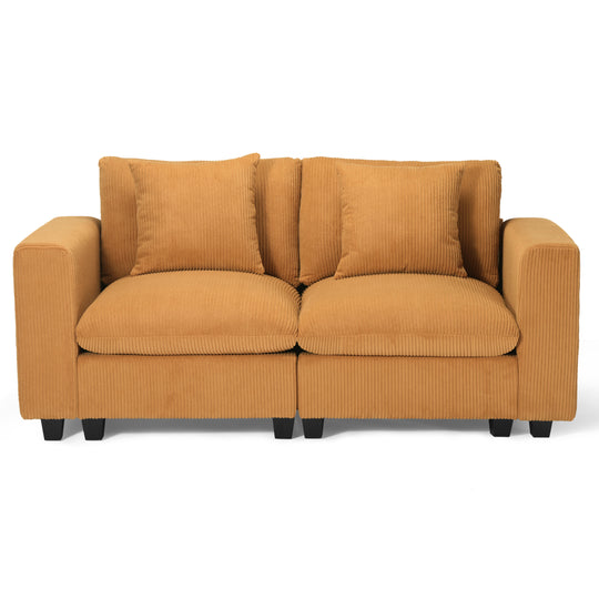 Hearthside 70" Modular Corduroy Loveseat Sofa With USB/Type-C Ports and Side Pockets